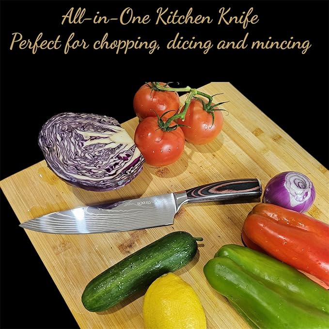 Chef Knife 8 Inch High Carbon Japanese Steel Ultra Sharp with Ergonomic Pakka Wood Stylish Handle, Durable 5CR15 Grade Blade Razor Edge, Gift Box for Family and Friends