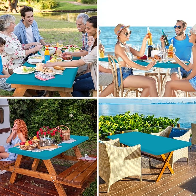 homing Rectangle Table Cloth Cover, Waterproof Polyester Elastic Fitted Tablecloth, Fits for 4 Foot Folding Tables, Washable Table Protector for Picnic, Camping, Outdoor (Teal, 30" x 48")