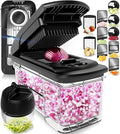 Fullstar All-in-1 Vegetable Chopper and Mandoline Slicer for Kitchen - Cheese Grater, French Fry Cutter, Cheese Slicer - Bonus Handheld Spiralizer Included (6 in 1, Stainless Steel)