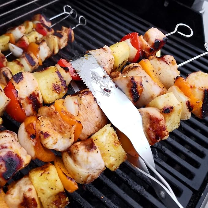 Grill Tongs for Kitchen & Outdoor Cooking: Shark BBQ, 13 Inch Long Reach Pro-Grade, Scissor-Style Utensil - Perfect for Air Frier and Oven Use (Black)