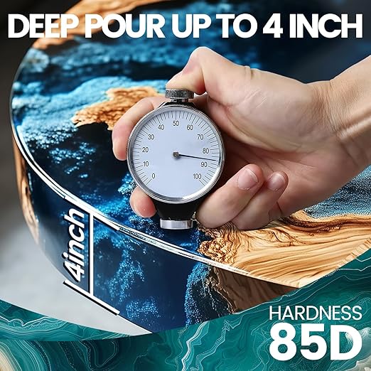Deep Pour Epoxy Resin 1.5 Gallon Kit(2:1),2-4 Inch Super Clear High Temp Resistant Casting Epoxy Resin with Low Viscosity,Bubble Free,Low Odor Resin for River Table,Mold,Flower and Wood