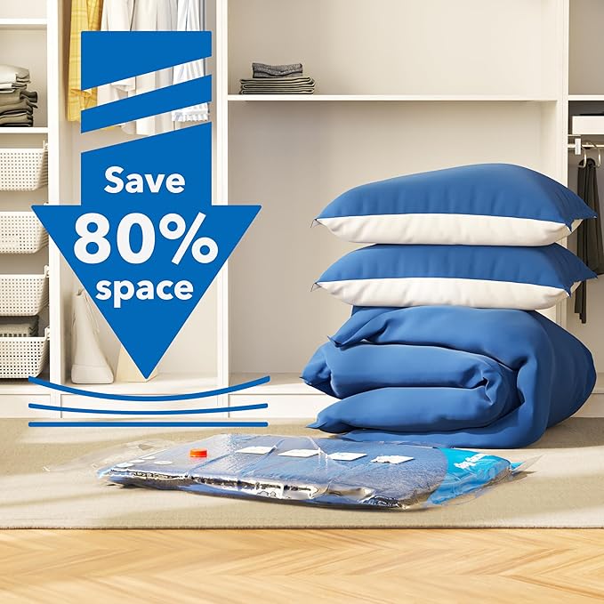 Vacuum Storage Bags 10 Combo (5 Jumbo/5 Large), Plastic Packaging Bags,Space Saver Bags for Clothes, Pillows, Comforters, Blankets, Bedding