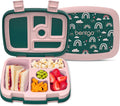 Bentgo Kids Prints Leak-Proof, 5-Compartment Bento-Style Kids Lunch Box - Ideal Portion Sizes for Ages 3-7, Durable, Drop-Proof, Dishwasher Safe, & PFAS & BPA-Free Materials (Green Rainbow)