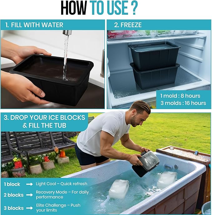 Extra Large Ice Block Mold – 8 lbs Silicone Ice Brick Maker for Ice Bath & Cold Plunge – Giant Cube for Recovery, Muscle Relief & Coolers, Dishwasher Safe (Single Mold)