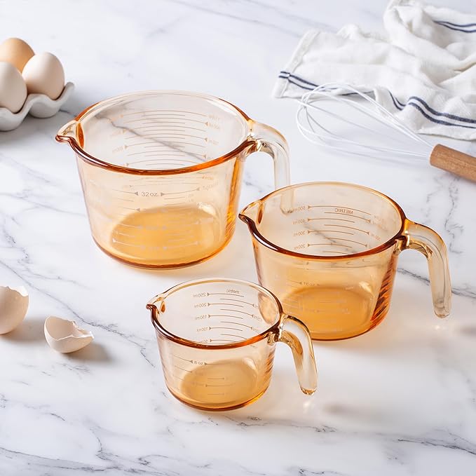 COOK WITH COLOR Glass Measuring Cups - Ideal for Cooking and Baking, Yellow