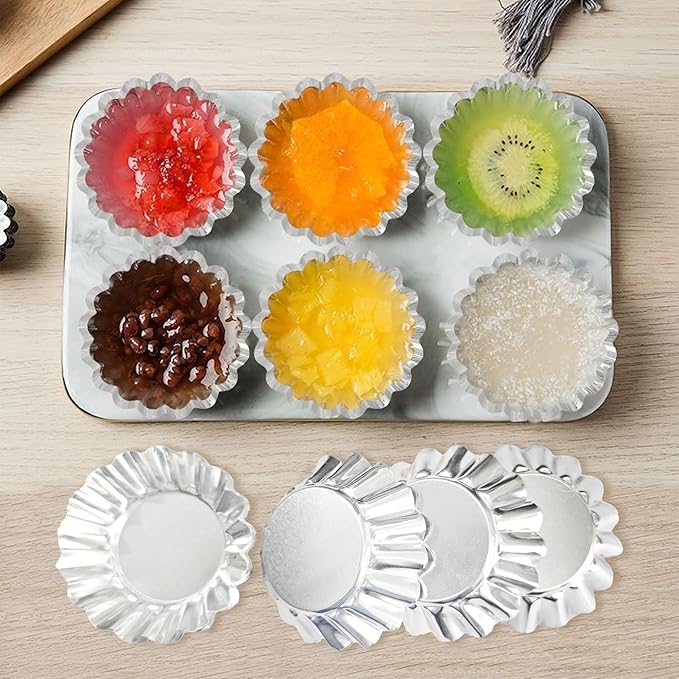 pson 20Pcs 2.95 Inch Egg Tart Molds, Non-Stick Aluminum Mini Tart Pans for Baking Tarts, Pies, Cupcakes, Muffins, Pudding, and Desserts