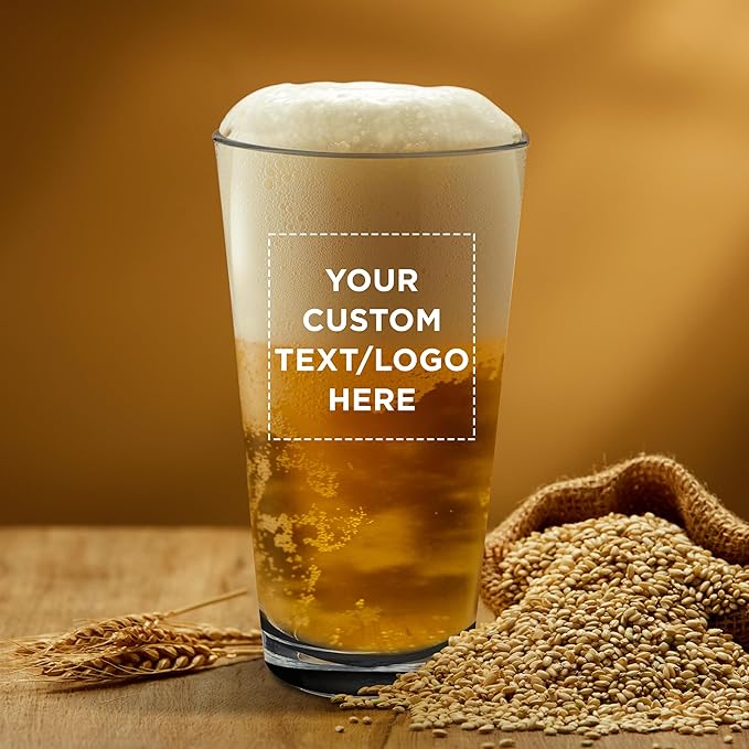 Custom Casale Pint Glass 16 oz. Set of 50, Personalized Bulk Pack - Beer Glasses, Heavy Duty Drinkware - Black