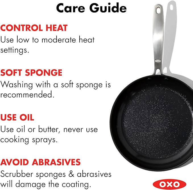 OXO Enhanced 12” Nonstick Frying Pan Skillet, PFAS-Free Ceramic, Oven & Broiler Safe to 600°F, Durable Hard Anodized Cookware, Stainless Steel Handle, Dishwasher Safe, Storm Blue