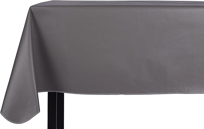 Yourtablecloth Heavy Duty Vinyl Rectangle or Square Tablecloth – 6 Gauge Heavy Duty Tablecloth – Flannel Backed – Wipeable Tablecloth with Vivid Colors & Many Sizes 52 x 70 Gray