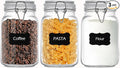 50oz Square Glass Food Storage Jars Storage Container with Clear Preserving Seal Wire Clip Fastening for Kitchen Canning Flour, Cereal, Pasta, Sugar, Beans