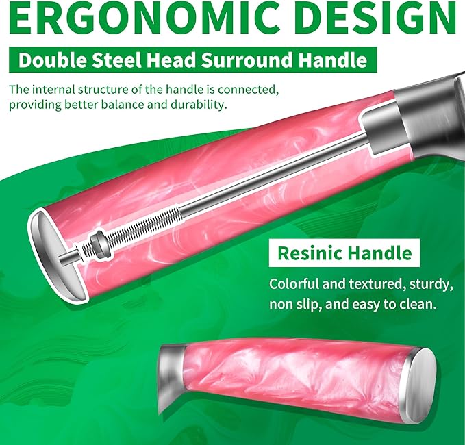 FULLHI 14pcs Block Knife Set, Chef's Knife Steak Knives Set with Block and Sharpener, Kitchen Knife Set, Multi-colour Handle, Gifts for Men Women