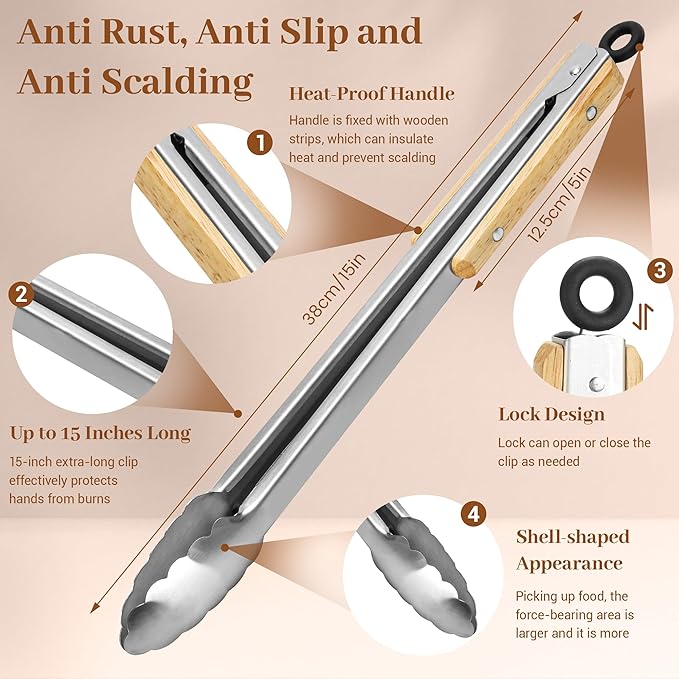 Smash Hamburger Press Kit,Around Burger Press,Hamburger Spatula and Stainless Steel Tongs with Wooden Handle,Heavy-Duty Cast Iron Grill Press for Bacon, Hamburgers, Eggs, Sandwiches,Steak