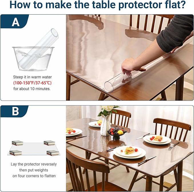 Clear Table Cover Protector Rectangle 16x30 Inch, 1.5mm Transparent Plastic Table Protector Waterproof, Anti-Scratch Clear Desk Mat for Office Desktop Dresser Dining Table, FDA Compliant