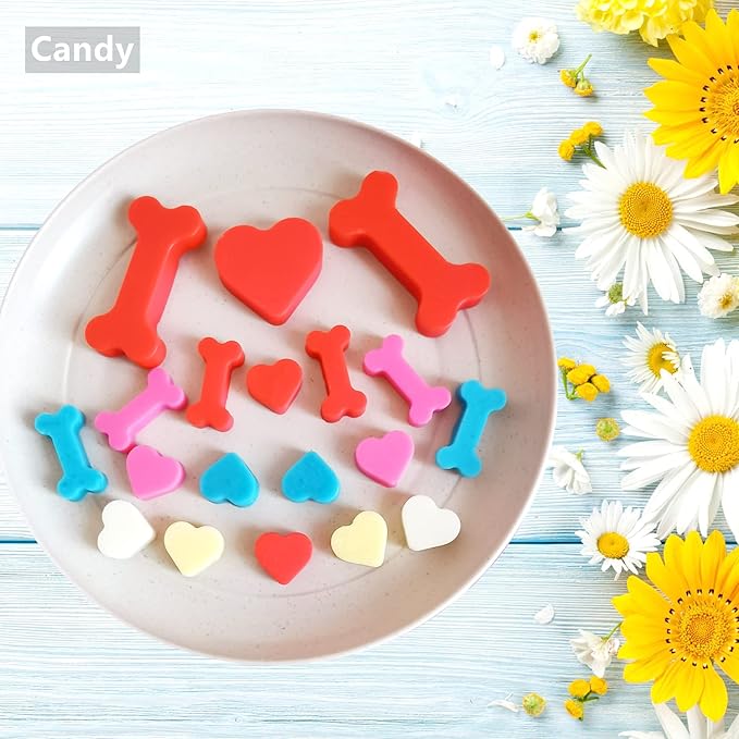 Dog Bone Silicone Molds with Scraper for Baking and Freezing Homemade Dog Treats (L)