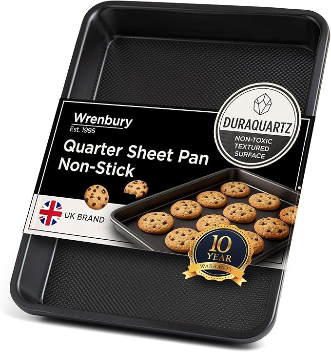 Wrenbury Quarter Sheet Pan - Carbon Steel DuraQuartz Non-Stick ¼ Baking Tray - Non Toxic Small Cookie Pan for Traybake - 13” x 11”