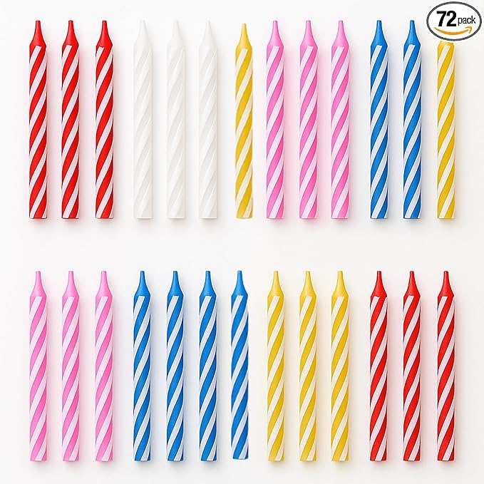 by Tugba Aydan - Birthday Candle - 72 Count Mix Color Birthday Candles for Cake, Cake Candle for Birthday, Party Small Candles