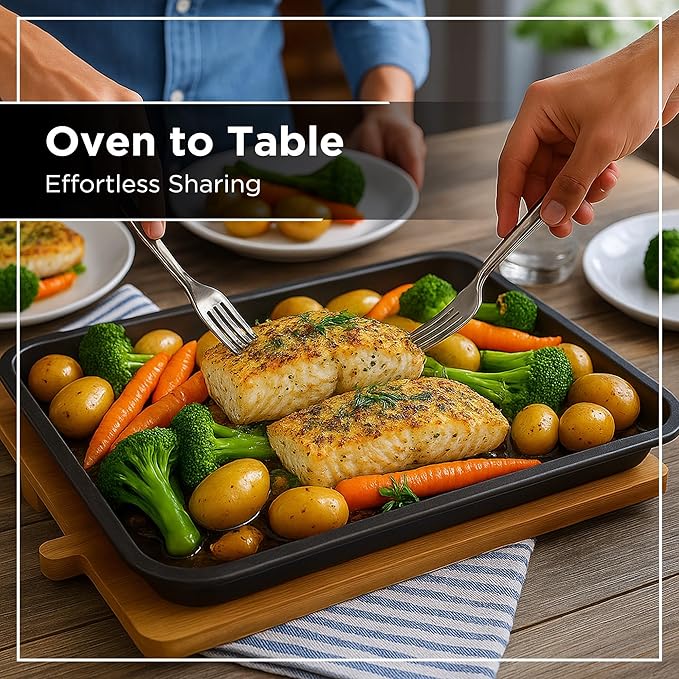 Wrenbury Jelly Roll Pan Set of 2 15x10 - Carbon Steel DuraQuartz Non Toxic Large Baking Sheet - ⅔ Sheet Pan for Cookies