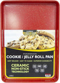 casaWare 13 x 9 x 1-Inch Ultimate Series Commercial Weight Ceramic Non-Stick Coating Cookie/Jelly Roll Pan (Red Granite)