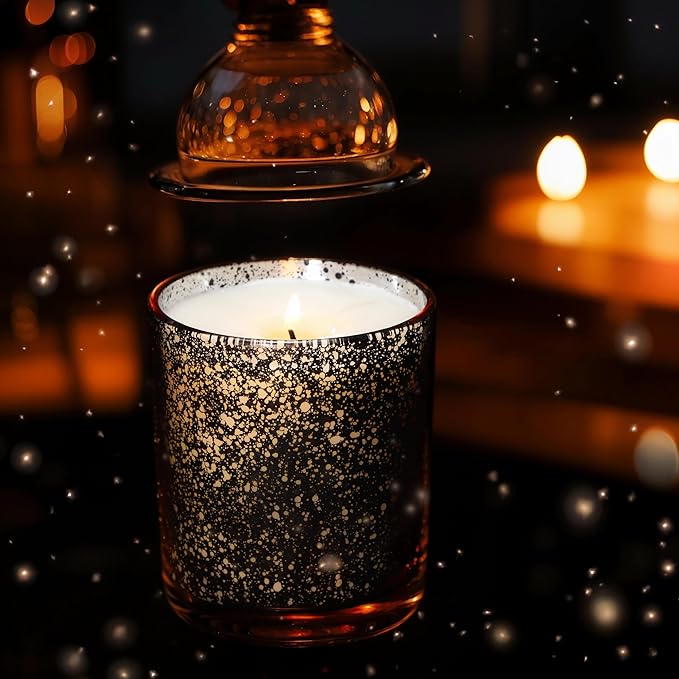 Thick Candle Jars for Making Candles 16 Pcs, 7 OZ Empty Jars with Wood Lids for Candle Making, Sample Container, Gold