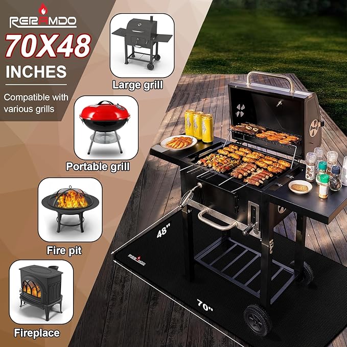 Large 70 X 48 Inch Under Grill Mats for Outdoor Grill,Double-Sided Fireproof Grill Pad, Waterproof/Oil-proof,BBQ Mat for Protector Deck and Patio,Griddle Accessories Compatible With Blackstone