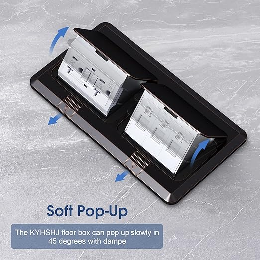 KYHSHJ Dual Pop-Up Floor Electrical Outlet Box Kit，20 Amp Stainless Steel GFCI TR Receptacle Outlet，3-Port RJ45 Datacom Receptacle，Oil Rubbed Bronze