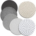 Trivets for Hot Dishes, Pots and Pans, 8 Inches Hot Pads 6 Pcs, Pot Holders for Kitchen, Heat Resistant Mat Protect Counter, Coasters Set Home Essentials Farmhouse Decor (Mix Gray)