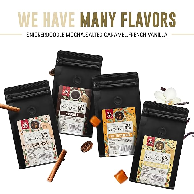 Inspired Coffee Co Mocha Flavored Cold Brew Coffee Coarse Ground Coffee Beans Medium Roast - Low Acid Coffee Smoother Taste - 100% Arabica - 12 oz. Resealable Bag