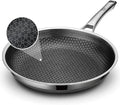 Frying Pan, 12 Inch Hybrid Non Stick Stainless Steel Skillets, Dishwasher Induction Oven Broiler Safe, Non Toxic Chef's Pan, PFOA Free Cookware