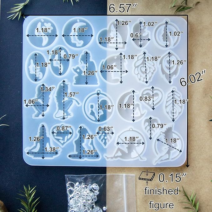 Keychain Resin Molds Silicone with Hole, UV Resin Jewelry Mold, Epoxy Resin Molds for Keychain Pendant Jewelry Making Molds for Epoxy Resin Earring Mold, Earrings, Necklace