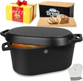 ARC Dutch Oven for Bread Baking, 3.6QT Oval Cast Iron Bread Loaf Pan with Lid, Bread oven for Sourdough, Sourdough Starter Kit Includes Bread Box & Heat-Resistant Oven Mitts