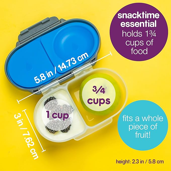 b.box Snack Box Reusable Snack Containers with Lids 2 compartments, Bento Box for kids and toddlers, Leakproof Lunch Box, BPA free and Dishwasher Safe Snack Container (Flamingo Fizz, 1 3/4 Cup)