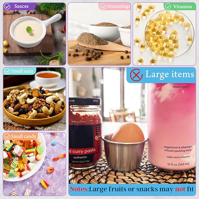 6x2.7 Oz Salad Dressing Container to Go,Handy Leakproof Stainless Steel Meal Prep Containers Reusable,Sauce Containers for Lunch Box, Picnics, Travel, Office and Kitchen Storage