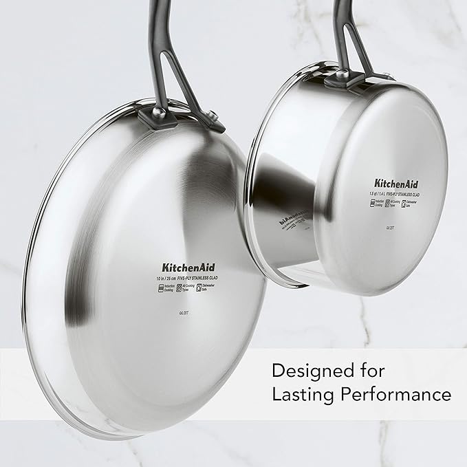 KitchenAid 5-Ply Clad Polished Stainless Steel Fry Pan/Skillet, 12.25 Inch