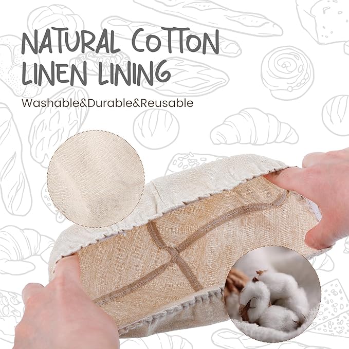 Mini Bread Dough Proofing Basket & Liner (Set of 6, 5 inch), Sourdough Bread Bakery Bowls for Professional & Home Bakers