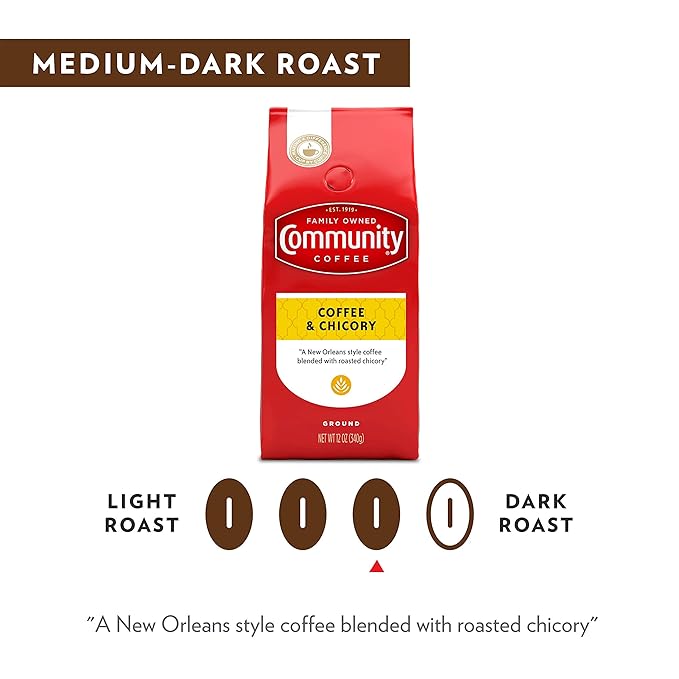 Community Coffee Coffee & Chicory Medium Dark Roast Ground Coffee, 20 Ounce Bag