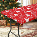 homing Rectangle Table Cloth Cover, Waterproof Polyester Elastic Fitted Tablecloth, Fits for 6 Foot Folding Tables, Washable Table Protector for Christmas, Holiday, Party (Christmas Tree, 30" x 72")