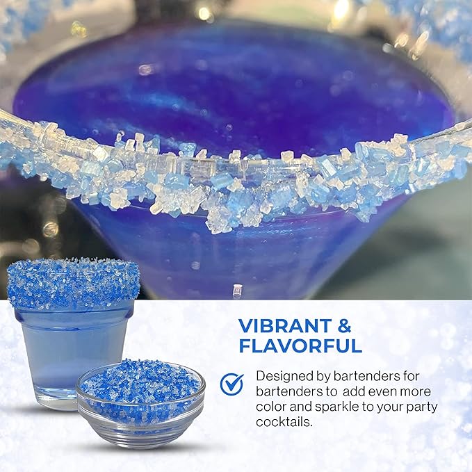Snowy River Blue Dream, Cocktail & Margarita Sugar Rimmer - Vibrant Naturally Colored Sugar for Cocktail Rimming, Baking & Decorating, Medium Crystal - 16oz