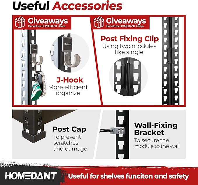 HOMEDANT 5 Tier Laminated Boltless Heavy Duty Garage Storage Adjustable Wide Size Metal Shelving Unit Utility Rack Shelves Organization Multipurpose Shelf Shed Warehouse 47.7"W x 18.2"D x 71.3"H 3Pack