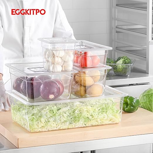 6-Pack 1/3 Size Food Pan 2.5 Inch Deep BPA Free Polycarbonate Food Storage Containers Stackable Clear Hotel Pan for Buffet Party Supplies Dishwasher Freezer Safe