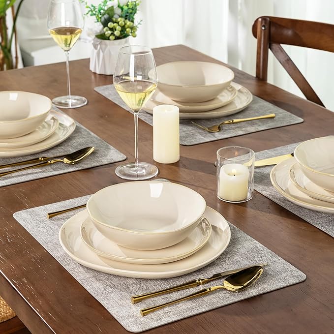 AmorArc Ceramic Dinnerware Sets,Handmade Reactive Glaze Stoneware Plates and Bowls Sets,Highly Chip and Crack Resistant | Dishwasher & Microwave Safe Dishes Set,Service for 6 (18pc)