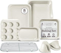 Country Kitchen Nonstick Stackable Bakeware Set - Deluxe Heavy Duty, Durable, Easy Release Baking Set, 8 Pcs, Cream