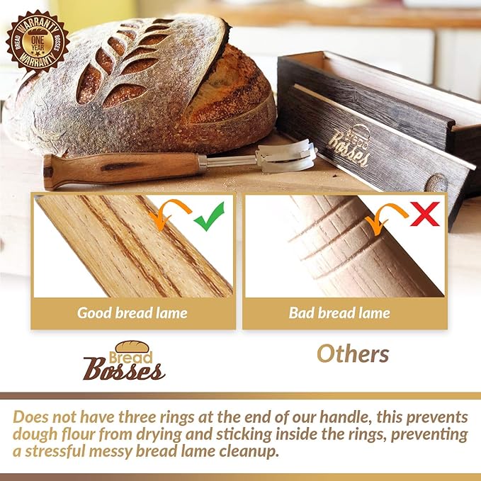 Bread Bosses Bread Bakers Lame Slashing Tool -Dough Making Slasher Tools Baking Sourdough Bread Starter Jar Scoring Knife Razor Cutter Slashing Tool Accessories for Cutting Supplies -Great As A Gift