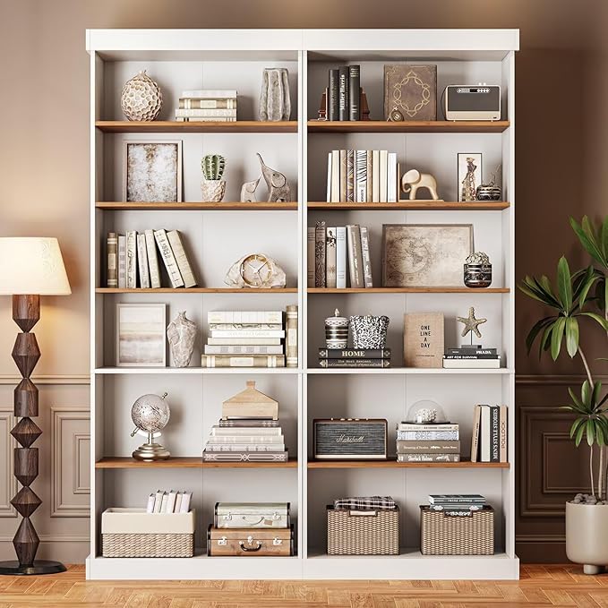 70.8" Tall Farmhouse Kitchen Pantry Cabinet, Modular Storage Cabinet with 6-Tier Adjustable Shelves, White, Wooden Hutch for Living Room, Kitchen, Set of 4
