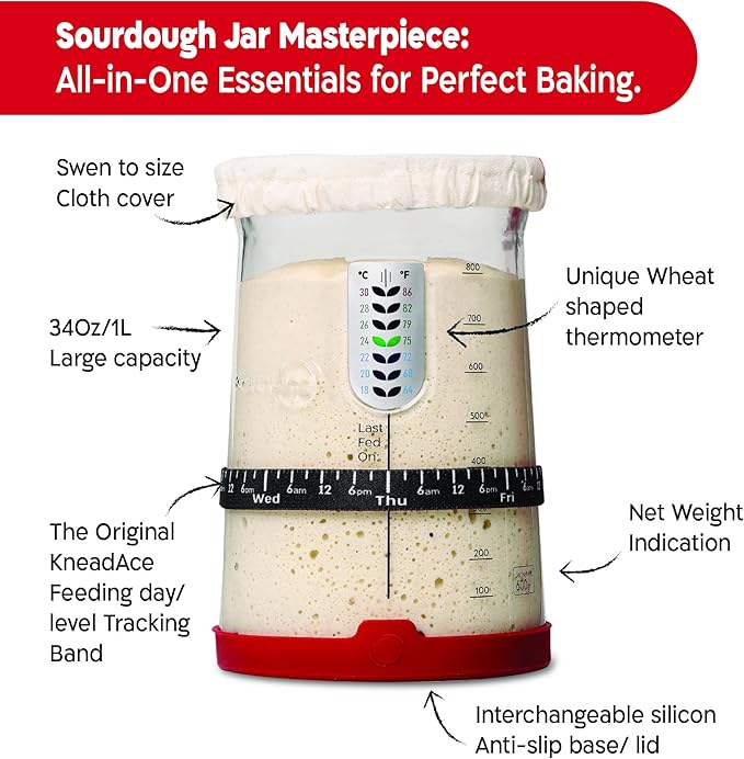 KNEADACE Bread Lame & Sourdough Starter 34oz Pro Jar Double Pack