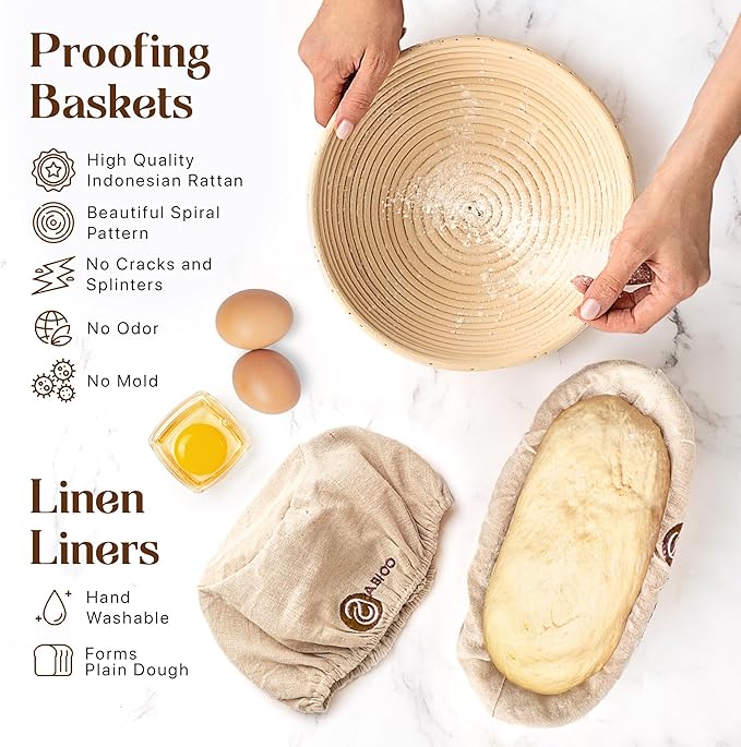 Sourdough Starter Kit with Dutch Oven and Scale - Complete Sourdough Kit with Proofing Baskets, 34oz Jar, Slings, and Other Premium Bread Making Tools - Perfect Baking Gifts for Women, Men, and Bakers