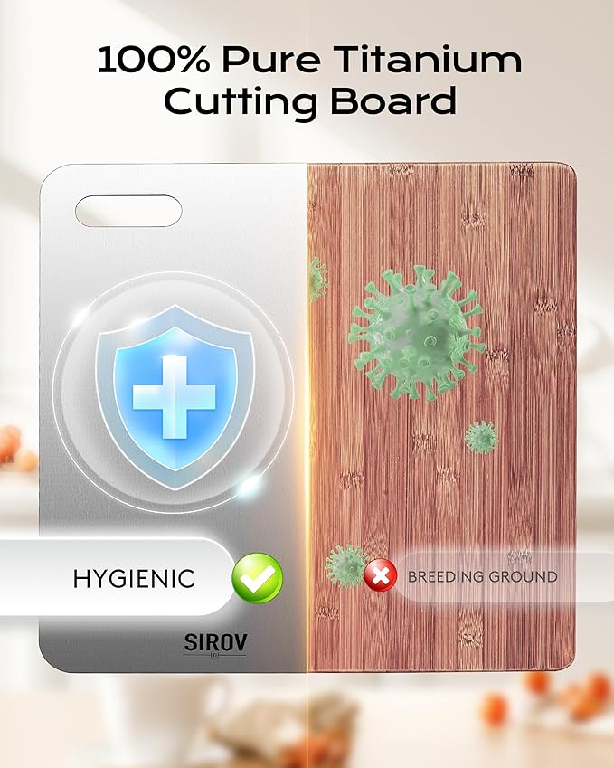 Titanium Cutting Board, 100% Pure Titanium Cutting Boards For Kitchen, Best Non Toxic titanium chopping board, Dishwasher safe, Hygiene and Durability for Meat, Fruit, and Vegetables (12.7L*8W)