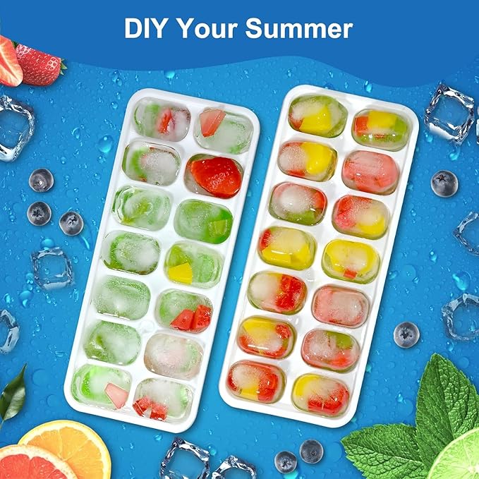 Ice Cube Tray, Ice Cube Trays for Freezer 5 Pack with Lids, Ice Tray Easy-Release, Ice Trays for Freezer Stackable, Silicone Ice Cube Tray for Drinks, Coffee - BPA-Free and Odor-Free