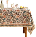 ISAENNE Designer Boho Floral Small Rectangular Tablecloth,Linen Lotus Flower Pattern Colorful Table Cloth,Durable Decor Tablecloths for Dining Thanksgiving Kitchen Christmas,55"*71"-Hazel A