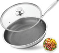 Non Stick Frying Pans, Stainless Steel Nonstick Fry pan with Honeycomb for Kitchen Cooking - 11” Skillet with Lid for Cookware - Works with Induction Cooktop Ceramic and Gas.