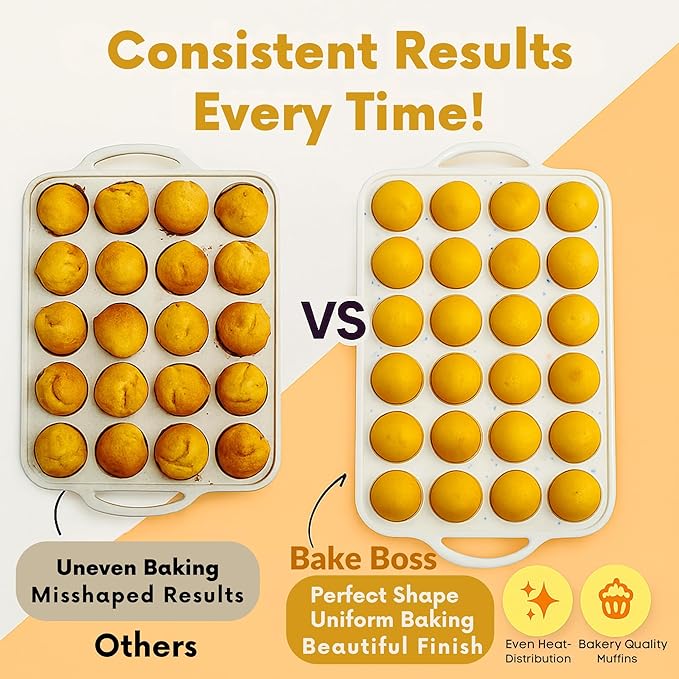 Silicone Mini Muffin Pan 24 cups - Small Muffin Mold - 1 PACK - CREAM
